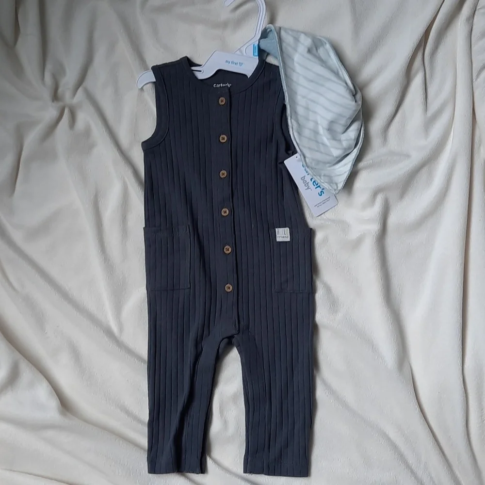 Carter's 2 piece jumpsuit and bandana bib set